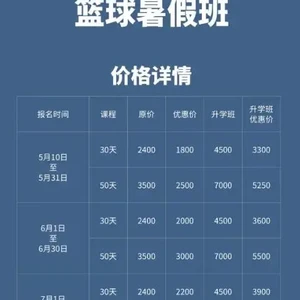 篮球训练多少钱一个月